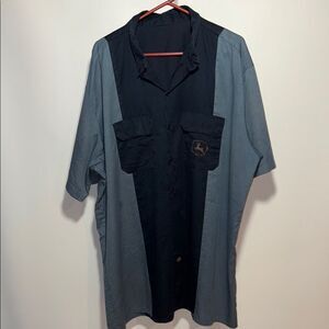 Dickies Men's Casual Button Down Shirt - Black and Gray blue
